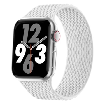 Silicone Braided Solo Loop Compatible with Apple Watch Band 38mm 40mm 41mm 42mm 44mm 45mm 46mm 49mm,...