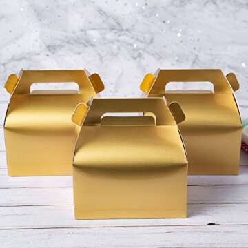 Elegant 50-Pack Gold Gable Treat Boxes for Events