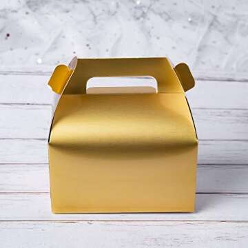 Elegant 50-Pack Gold Gable Treat Boxes for Events