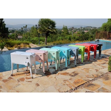 Permasteel 80-Qt Retro Outdoor Cooler Durable Stylish Mobile