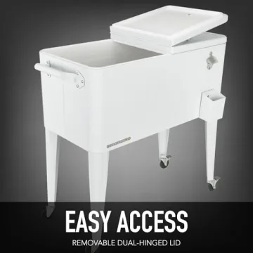 Permasteel 80-Qt Retro Outdoor Cooler Durable Stylish Mobile