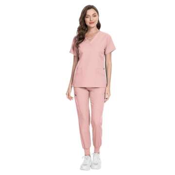 Modern V-Neck Women's Scrubs Set with Jogger Pants