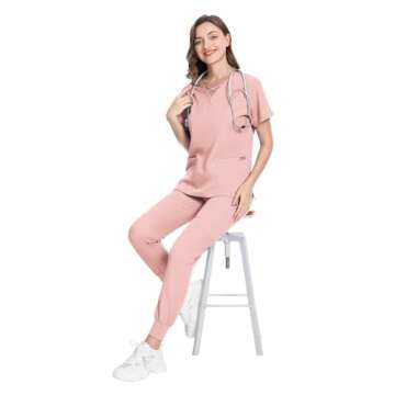Modern V-Neck Women's Scrubs Set with Jogger Pants