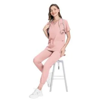 Modern V-Neck Women's Scrubs Set with Jogger Pants