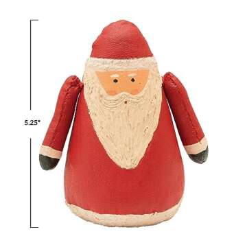 Creative Co-Op 5-1/4"H Hand-Painted Canvas Santa, Red Figures and Figurines, Multi