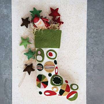 Creative Co-Op 5-1/4"H Hand-Painted Canvas Santa, Red Figures and Figurines, Multi