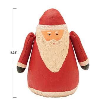 Creative Co-Op 5-1/4"H Hand-Painted Canvas Santa, Red Figures and Figurines, Multi