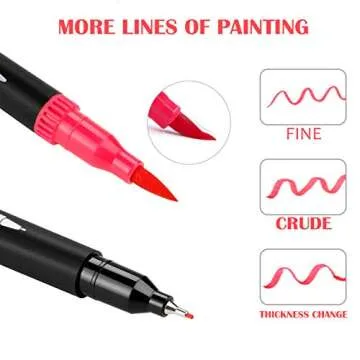 GC 72 Colors Dual Tip Brush Pens Highlighter 72 Art Markers 0.4mm Fine liners & Brush Tip Watercolor Pen Set for Adult and kids Coloring Books, Calligraphy, Hand Lettering, Note Taking