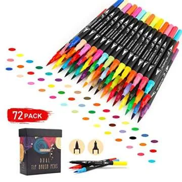 GC 72 Colors Dual Tip Brush Pens Highlighter 72 Art Markers 0.4mm Fine liners & Brush Tip Watercolor Pen Set for Adult and kids Coloring Books, Calligraphy, Hand Lettering, Note Taking