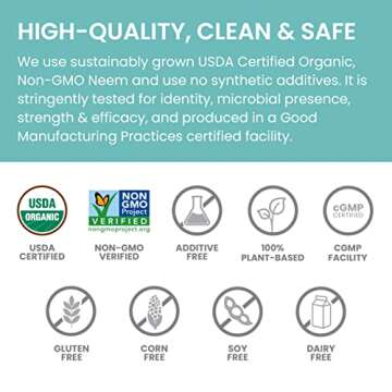 Himalaya Organic Neem Herbal Skin Supplement, Mild Acne Supplement, Clear Skin, Purifying, Ayurvedic, USDA Certified Organic, Non-GMO, Vegan, 600 mg, 60 Plant-Based Caplets, 60 Day Supply