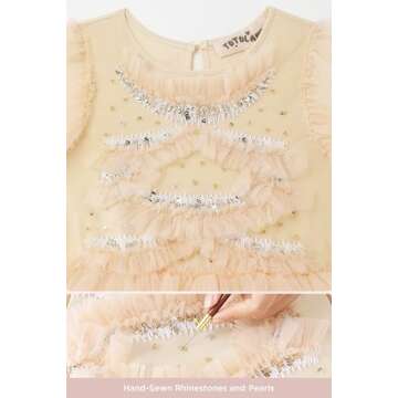 TUTULAND Tutu Dress for Girls - Glitter Sequin Tulle Dress Tiered Layered Flower Girl Dress for Wedding Birthday Photo Prop