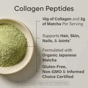 Sports Research Premium Collagen Peptides Powder and Organic Matcha Green Tea - Collagen Powder Protein Supplement with Japanese Matcha and Amino Acids - Gluten Free, Non-GMO, Sugar Free