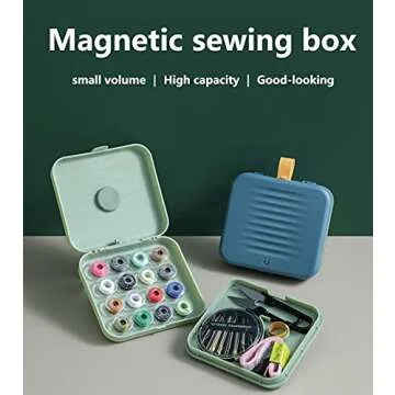 Portable Travel Home Small Sewing Box, Mini Sewing Kits Storage-Box, Beginners DIY Sewing Thread Needle Threader Scissors Kit（White.Boxes Home and Travel Quick Fix Sewing Kit