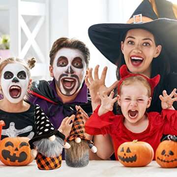 Hlonon Fall Gnomes Harvest Thanksgiving Decorations Plush Gnomes 2 Pack Buffalo Check Autumn Handmade Elf Dwarf Doll Ornaments Holiday Fall Decorations for Home