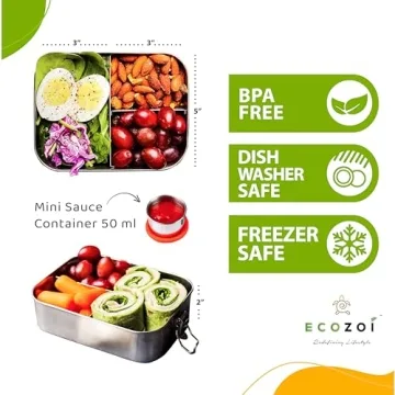 Ecozoi Stainless Steel Lunch Box | Leak-Proof Bento Container