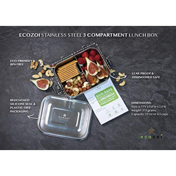 Ecozoi Stainless Steel Lunch Box | Leak-Proof Bento Container