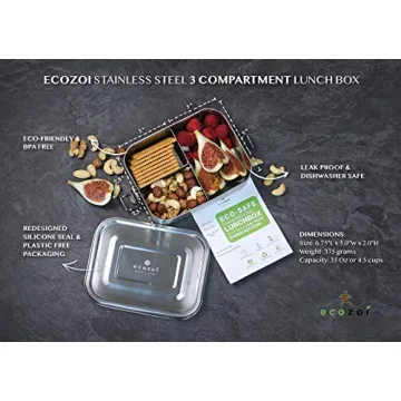 Ecozoi Stainless Steel Lunch Box | Leak-Proof Bento Container