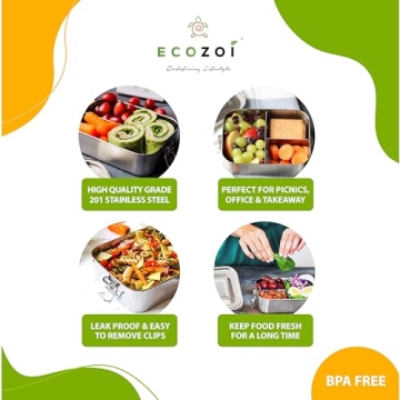 Ecozoi Stainless Steel Lunch Box | Leak-Proof Bento Container