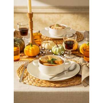 Sweese Porcelain Soup Bowls with Handles, 20 Ounce French Onion Soup Bowls, Stackable Serving Bowls ...