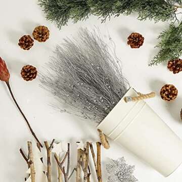 Beautiful Silver Glitter Twigs for Christmas and Events