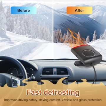 LARDERGO 12V 150W Car Heater & Cooling Fan - Rapid Windscreen Defogger & Window Defroster for Winter & Humid Weather - Safe & Portable with Cigarette Lighter Plug-In for All Cars - Black/Red