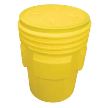 Eagle 95 Gallon Plastic Drum with Lid, Screw-On Lid, 41.3"x31", Overpack Drum Made of Durable, Light...