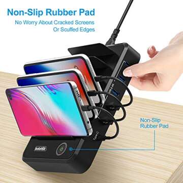 Charging Station for Multiple Devices, Bototek 40W 5 Ports Charger Station for iPhone, iPad, Cell Phone, Tablets, and Other Electronics