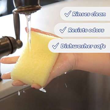 Scrub Daddy, Sponge Daddy - Dual Sided Sponge & Scrubber, Traditional Shape, FlexTexture, Soft in Warm Water, Firm in Cold, Deep Cleaning, Dishwasher Safe, Multiuse, Scratch Free, Odor Resistant, 4ct