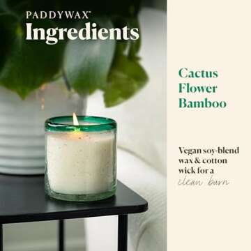 Paddywax Scented Candles Coastal La Playa Collection Artisan Candle in Hand-Blown Glass, 9 Ounces, C...