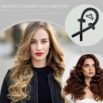 Heatless Hair Curlers For Long Hair to Sleep Overnight,Carmoeignin Women Girls Silk Ribbon Hair Rod, No Heat Silk Curls Headband, Soft Foam Hair Rollers, Curling Ribbon for Natural Hair,Black