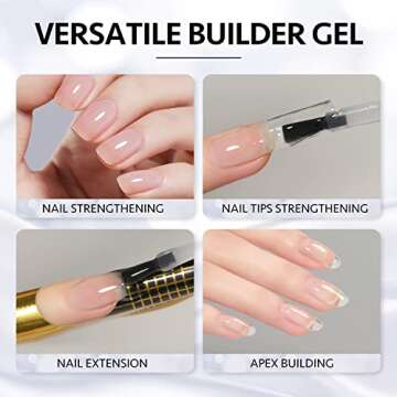 GAOY Clear Builder Gel for Nails, 16ml Nail Strengthener in a Bottle, Nail Extension Hard Gel, Soak Off Long Lasting UV Gel, Base Coat Top Coat Needed