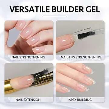 GAOY Clear Builder Gel for Nails, 16ml Nail Strengthener in a Bottle, Nail Extension Hard Gel, Soak Off Long Lasting UV Gel, Base Coat Top Coat Needed