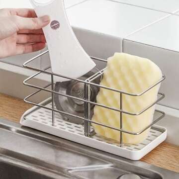 BEENLE Stainless Steel Sponge Holder for Kitchen Organization