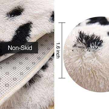 Aimuan Cow Print Area Rug Cute Fluffy Faux Cowhide Rug Super Soft Shaggy Carpets Tie-Dye Rugs for Li...
