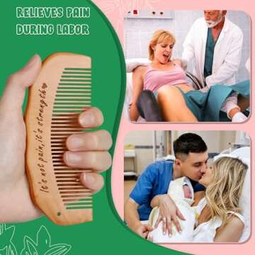 Arrozon Birth Comb for Women Labor, Wooden Labor Comb Natural Labor and Delivery Essentials, Birthin...