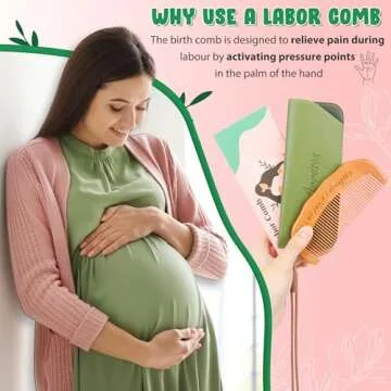 Arrozon Birth Comb for Women Labor, Wooden Labor Comb Natural Labor and Delivery Essentials, Birthing Comb Labor Gifts for Pregnant Women, Wood Comb Baby Shower Gifts (Designed for Moms)