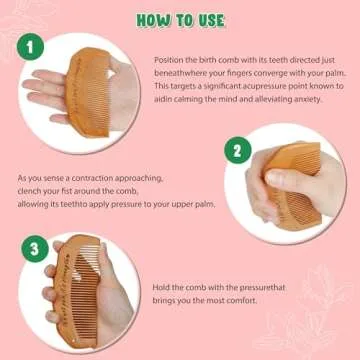 Arrozon Birth Comb for Women Labor, Wooden Labor Comb Natural Labor and Delivery Essentials, Birthing Comb Labor Gifts for Pregnant Women, Wood Comb Baby Shower Gifts (Designed for Moms)