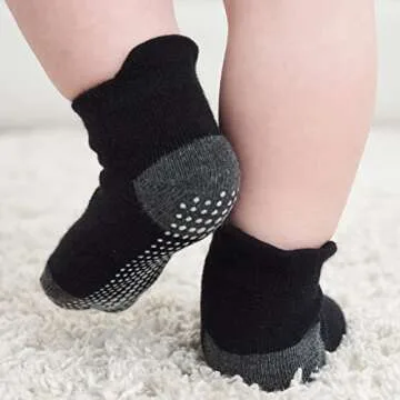 Zaples Baby Non Slip Grip Ankle Socks with Non Skid Soles for Infants Toddlers Kids Boys Girls