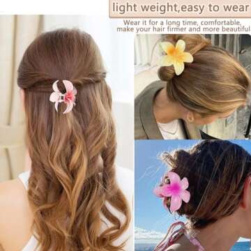 GFORI Hair Clip, 6 Pcs Color Flower, 3.14" Large Hawaiian, Women's Thin Thick Curly Hair, Strong Non-slip Hibiscus, Gift Accessories for Women