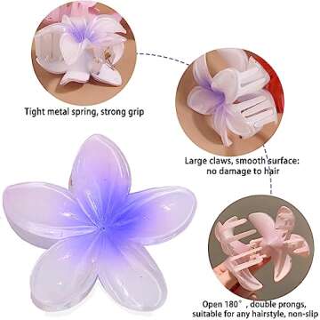 GFORI Hair Clip, 6 Pcs Color Flower, 3.14" Large Hawaiian, Women's Thin Thick Curly Hair, Strong Non-slip Hibiscus, Gift Accessories for Women