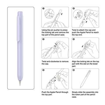 MoKo Holder Case Fit Apple Pencil 1st Gen, Retractable Tip Cap Fit New iPad 10th Gen 2022, iPad 9th Gen 2021, iPad 8th Gen 2020, iPad 6th 9.7 2018, iPad Mini 5th Gen Pencil Case Pencil, Taro Purple