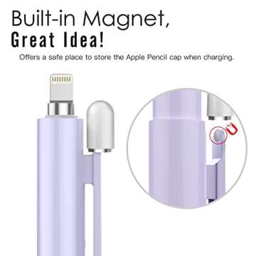 MoKo Holder Case Fit Apple Pencil 1st Gen, Retractable Tip Cap Fit New iPad 10th Gen 2022, iPad 9th Gen 2021, iPad 8th Gen 2020, iPad 6th 9.7 2018, iPad Mini 5th Gen Pencil Case Pencil, Taro Purple