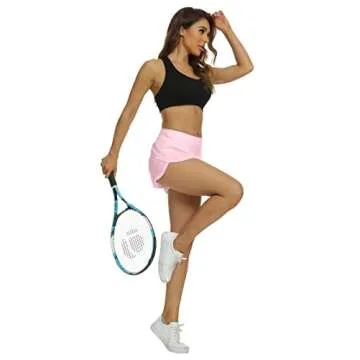 Rrosseyz Athletic Shorts for Women with Liner High Waisted, Womens Sports Shorts with Back Zipper Pocket for Running Gym- 4"(Pink, Medium)