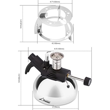 Mini Butane Burner, WADEO Tabletop Siphon Coffee Maker, Strainless Steel and Portable, Cooking Stove for Coffee and Soap Making, Outdoor Camping, Traveling, Coming with Aluminium Rack