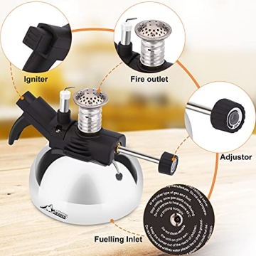 Mini Butane Burner, WADEO Tabletop Siphon Coffee Maker, Strainless Steel and Portable, Cooking Stove for Coffee and Soap Making, Outdoor Camping, Traveling, Coming with Aluminium Rack