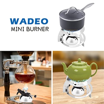 Mini Butane Burner, WADEO Tabletop Siphon Coffee Maker, Strainless Steel and Portable, Cooking Stove for Coffee and Soap Making, Outdoor Camping, Traveling, Coming with Aluminium Rack