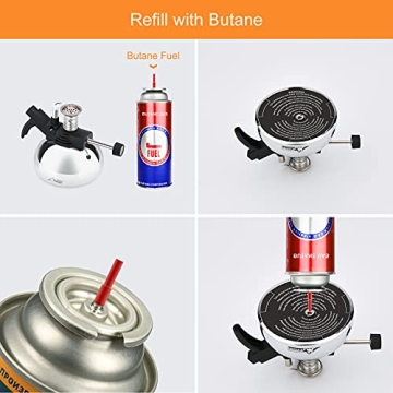 Mini Butane Burner, WADEO Tabletop Siphon Coffee Maker, Strainless Steel and Portable, Cooking Stove for Coffee and Soap Making, Outdoor Camping, Traveling, Coming with Aluminium Rack