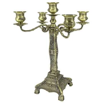 RosyLine Metal Candelabra 17" Height, Candle Holder with 5 Arms,Antique Bronze Furnish Candle Holder...
