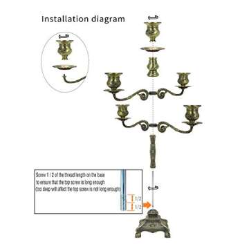 RosyLine Metal Candelabra 5 Arms Elegant Centerpiece