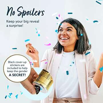 Revealations Gender Reveal Confetti Cannon - Set of 4 (2 Pink, 2 Blue) Gender Reveal Party Supplies Air Compressed Confetti Poppers - Biodegradable Tissue for Party Celebrations